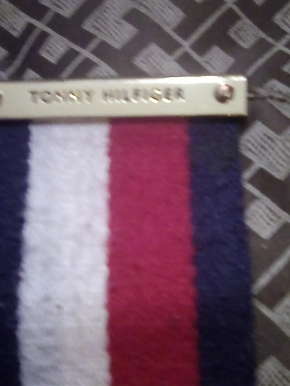 Tommy Hilfiger Brown Signature Monogram Shoulder Bag with Tricolor Stripe